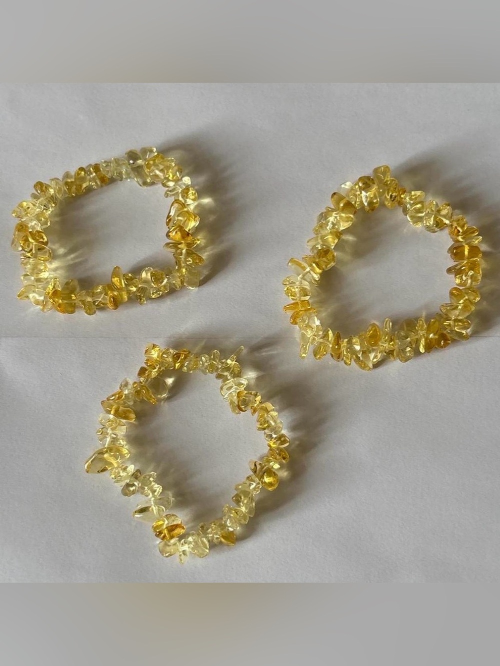 NWOT Set of 3 Yellow Citrine Chip Stretch Bracelets